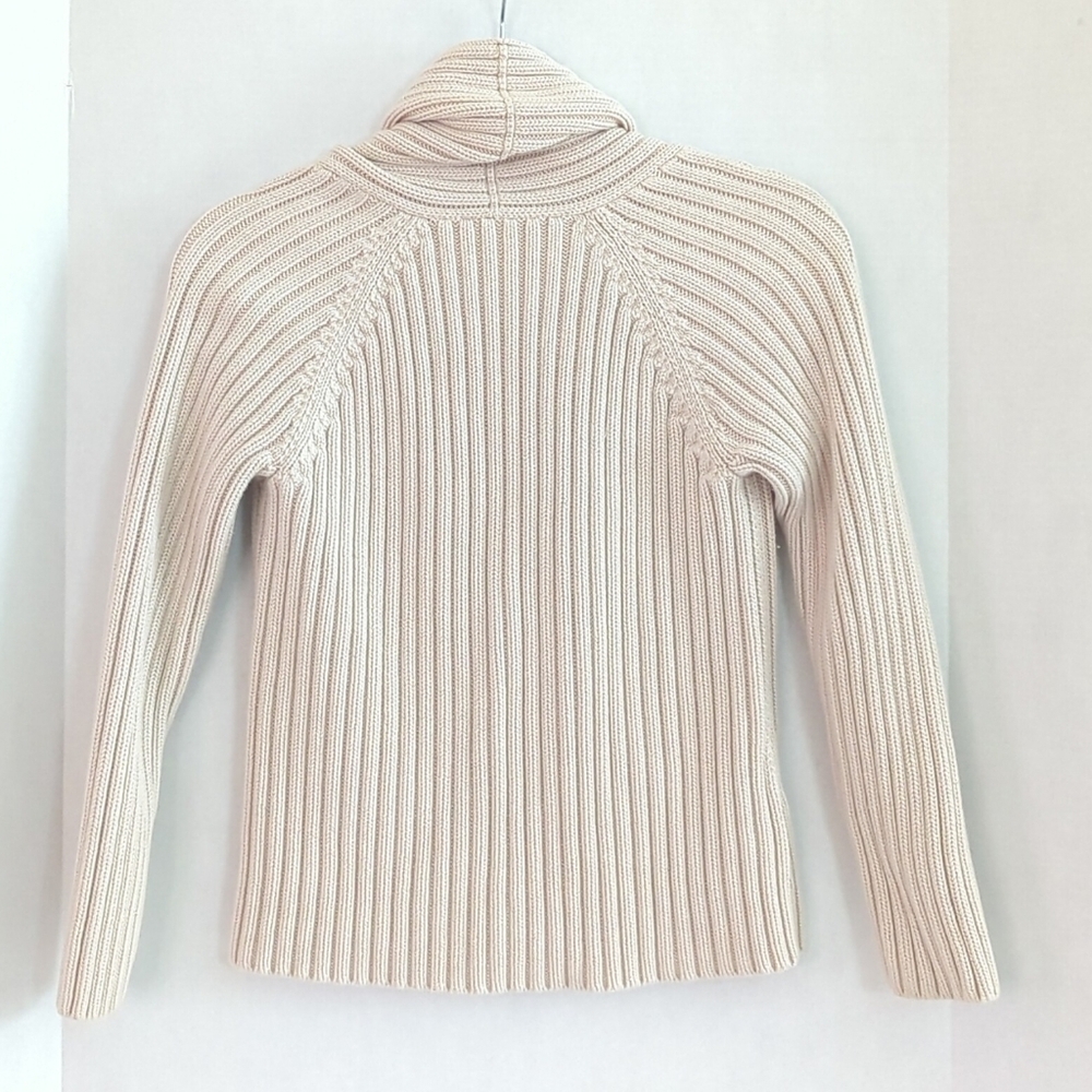 Talbot's Cream/Light Tan Button-up Cardigan Sweater w Collar & Pockets Size Sp - Picture 2 of 8